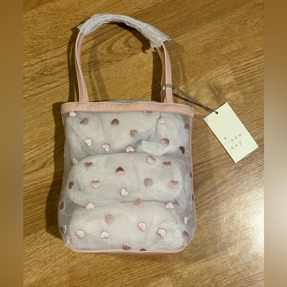a new day Handbags - A New Day Sheer Pink Heart Cosmetic Bag